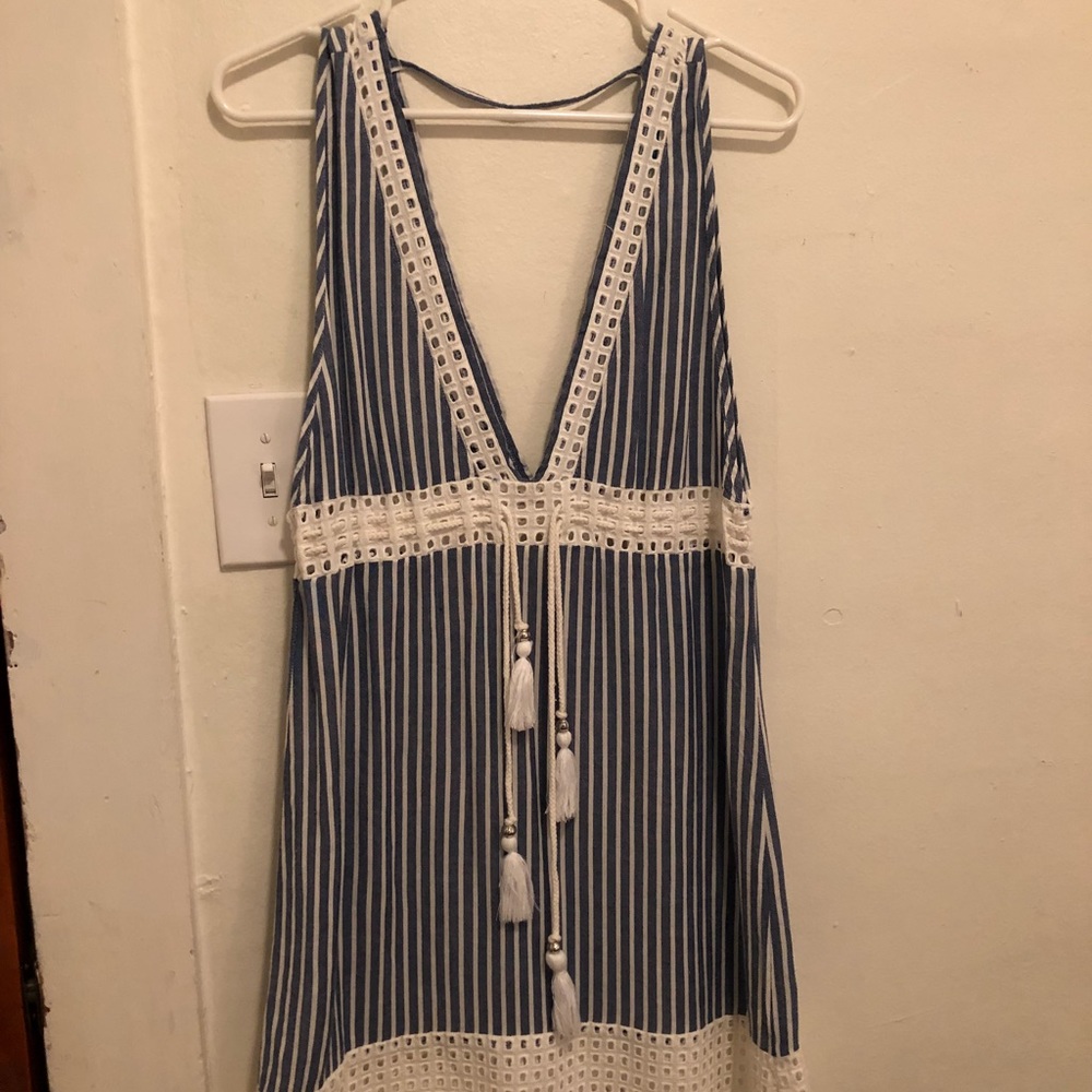 Blue/white striped sundress